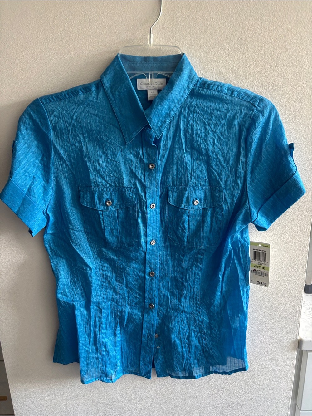 NWT charter club Short-Sleeve  Shirt - Blue